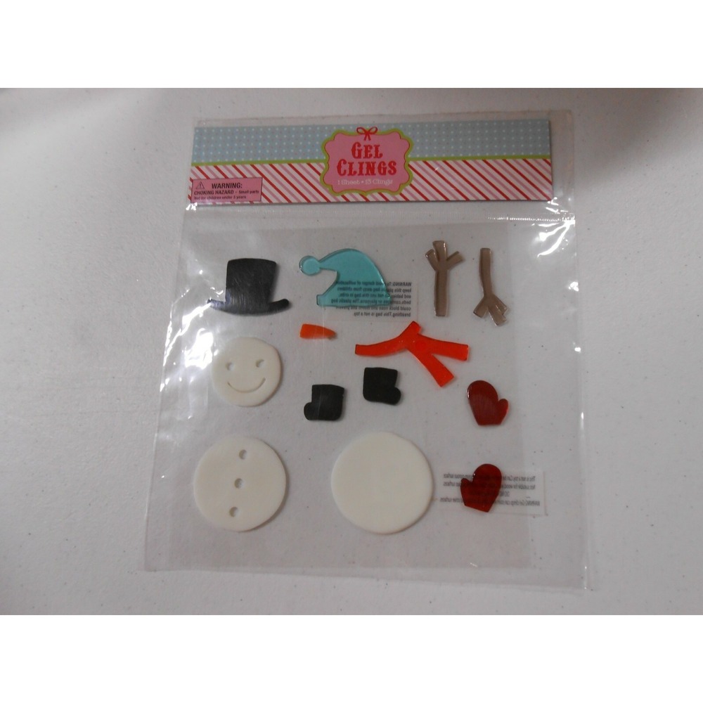 NEW Christmas Build a Frosty the Snowman window Gel Sticker Clings 13 ct Decor!